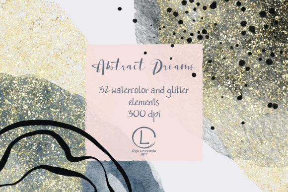 Abstract Watercolor and Glitter Shapes: A Creative Resource for Every Project