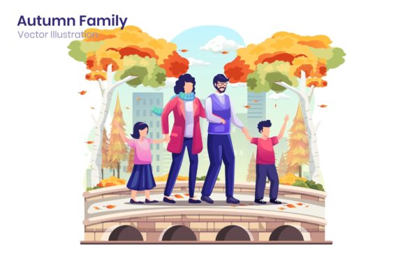 Autumn Family Flat Illustration: A Versatile Visual for Every Project