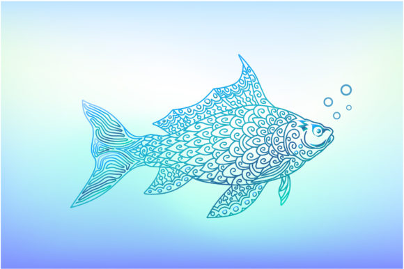 Beautiful Fish Image with Zentangle Art