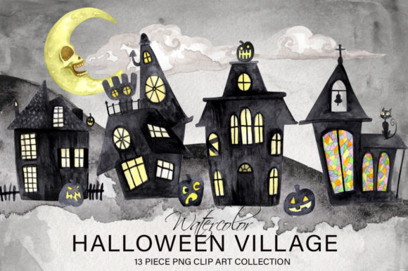 Discover the Magic of the Watercolor Halloween Village Collection
