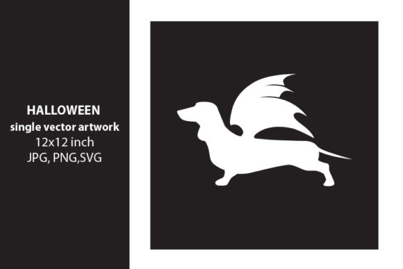 Dog with Bat Wings Halloween Art