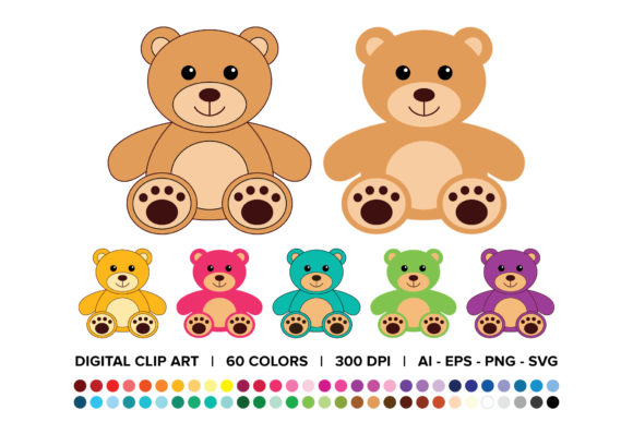 Enhance Your Designs with the Teddy Bear Clipart Set