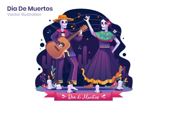 Exploring the Art and Utility of Dia De Muertos Flat Illustration