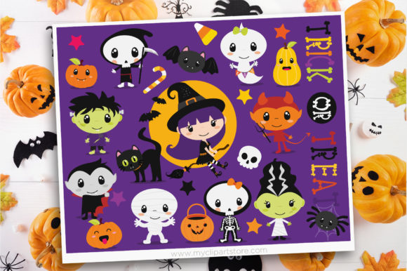Halloween Kids in Costumes Clipart