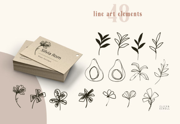 Hand Drawn Line Art Flower Clipart