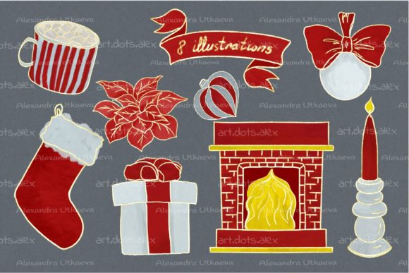 Set of Red Christmas Illustrations: A Versatile Design Resource for Every Creative