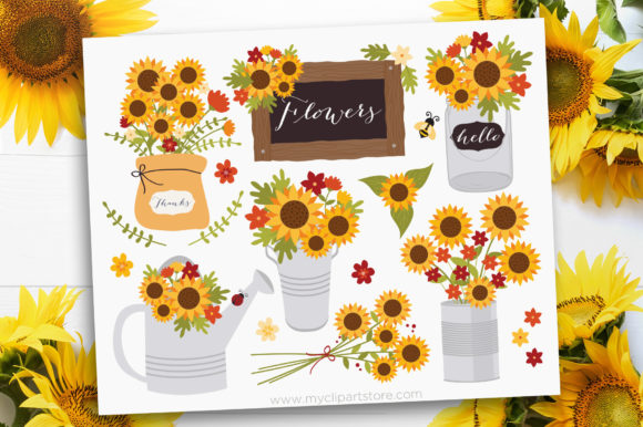 Sunflower Cottage Clipart for Creative Projects