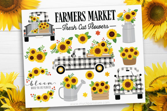 Sunflower Truck Clipart Buffalo Check: A Versatile Design Element for Creative Professionals