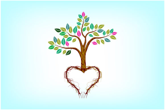 Tree with a Heart-shaped Root Concept