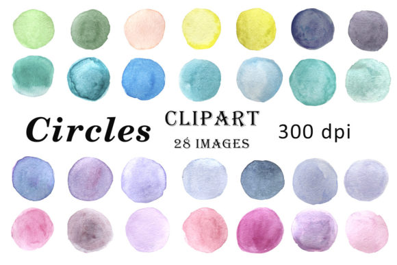 Watercolor Circles Clipart and Hand-Painted Watercolor Elements for Creative Projects